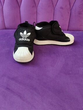 adidas Kids Black and White Shell-Toe Slip-On Sneakers